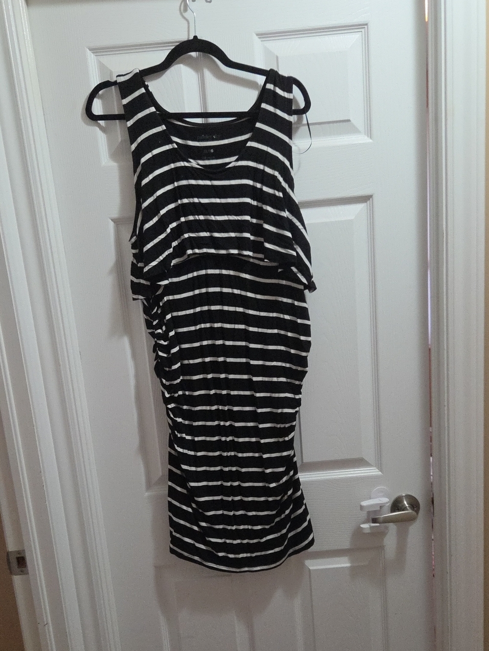 Breast Feeding Paisley Sky Black and White Striped Sleeveless Dress